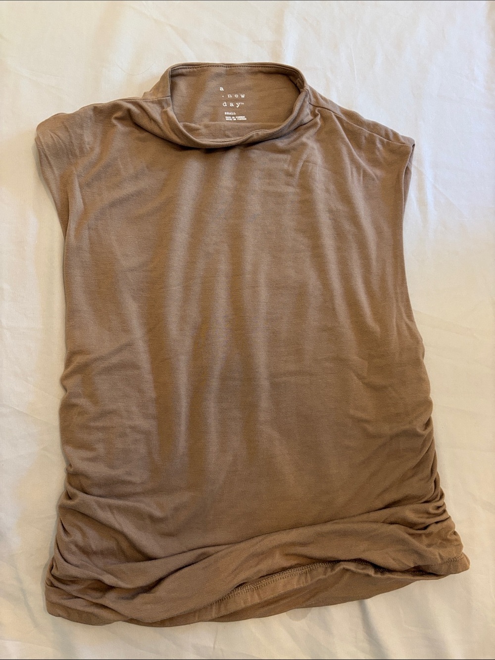 a new day Sleeveless Mock Neck Tank in Taupe Brown